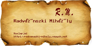 Radvánszki Mihály névjegykártya